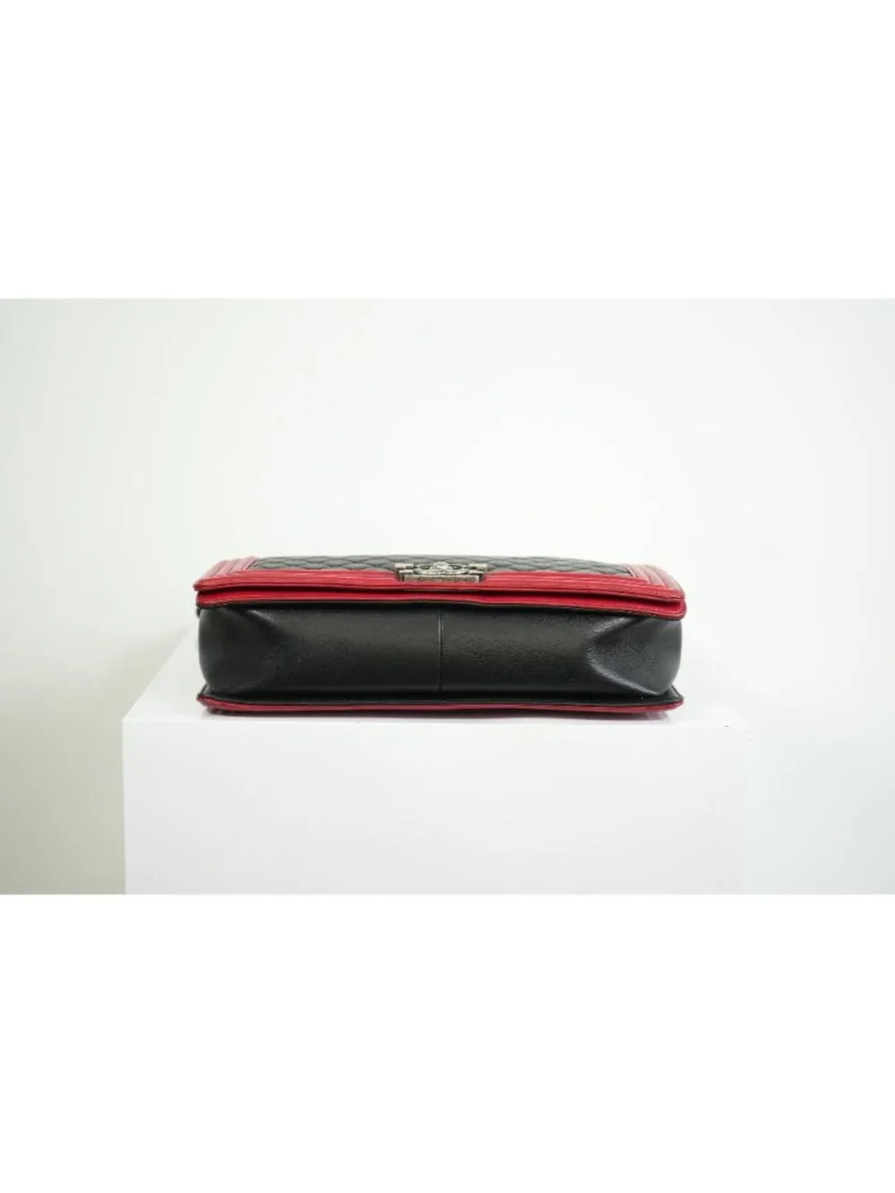 Chanel Boy Large Black and Red Quilted Leather